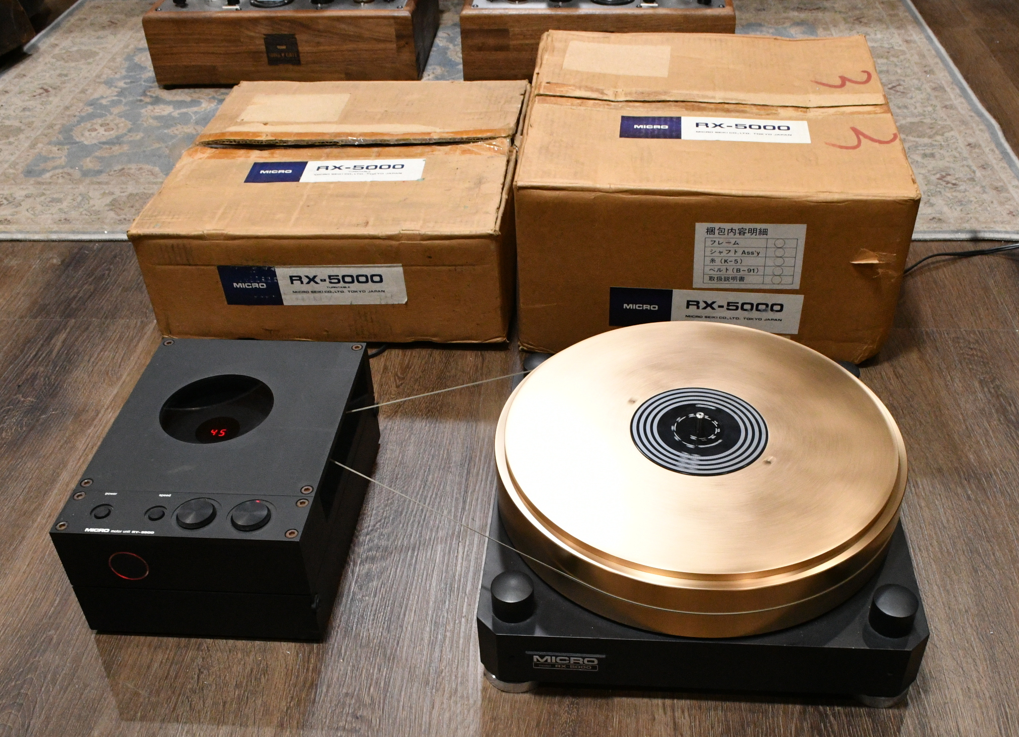 Micro seiki RX-5000, RY-5500D turntable with gun metal flatter use for 4 tonearm